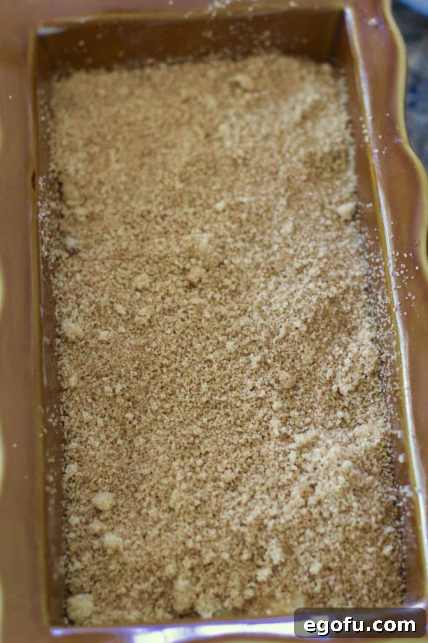 Batter topped with cinnamon sugar mixture.