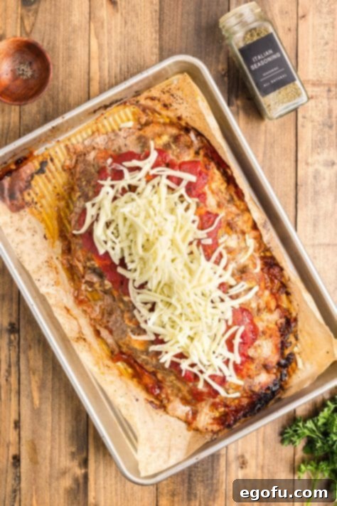 Grandma's Secret Italian Meatloaf 16 Mozzarella cheese on top of meatloaf.