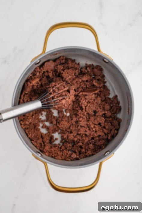 Rocky Road Bliss Bars 13 The start of brownie batter in a pot.