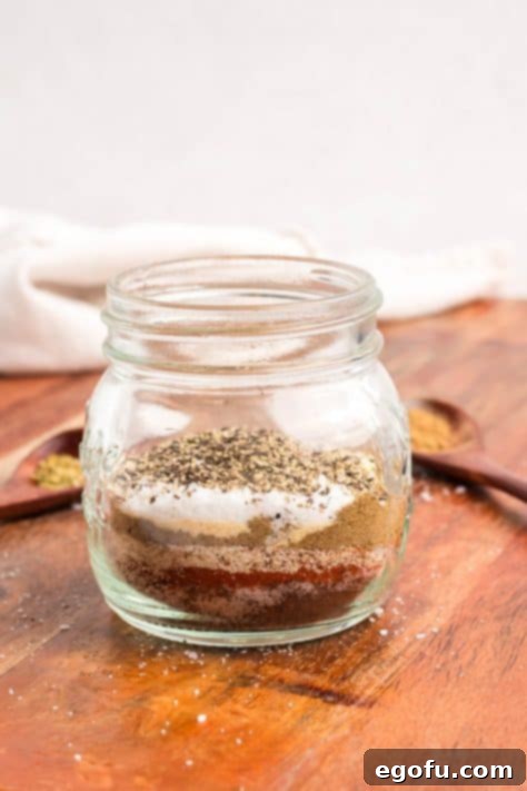 All the spices in a jar to make Homemade Fajita Seasoning blend.