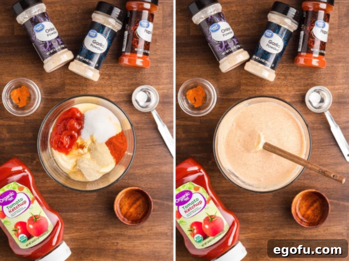 Yum yum sauce being mixed together in a bowl.