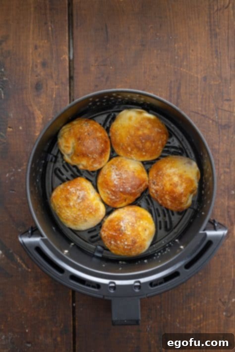 Cooked Air Fryer Pizza Bombs.