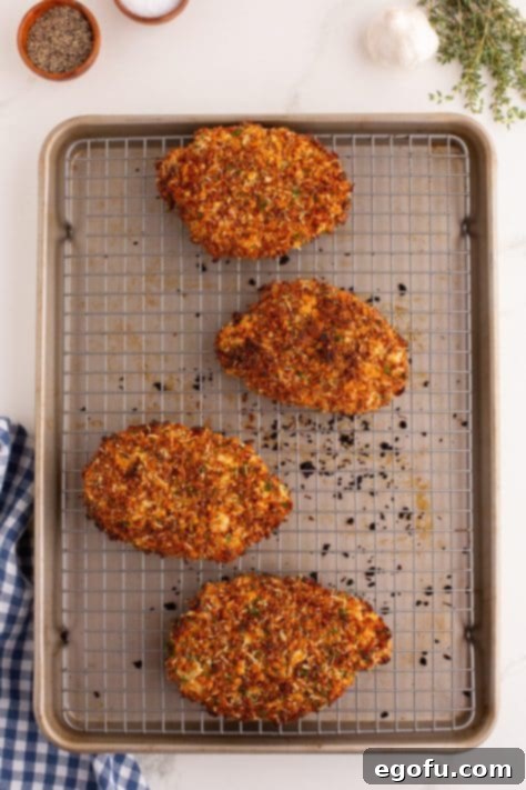 Baked Crispy Pork Chops on a sheet pan and rack.
