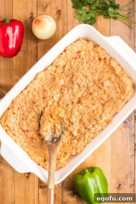 Chicken mixture in a baking dish.