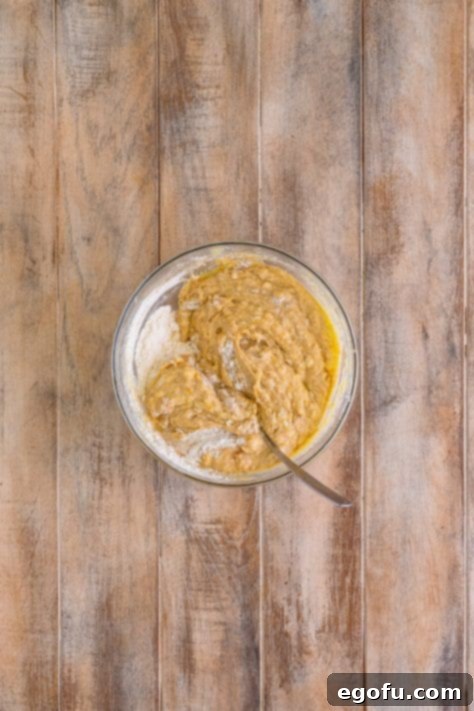 Starbucks Signature Cranberry Loaf 8 Wet and dry ingredients being mixed together.