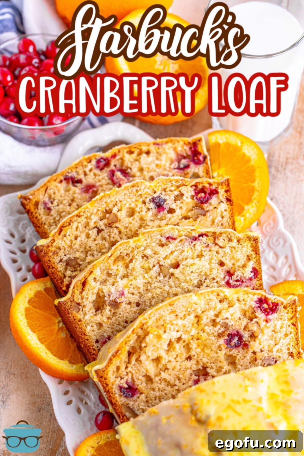 Starbucks Signature Cranberry Loaf 3 A few slices of copycat Starbucks Cranberry Loaf.