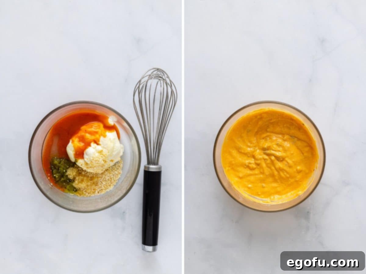 MacSmash Taco 5 Big Mac Sauce being mixed together in a bowl with a whisk, showing its creamy texture.