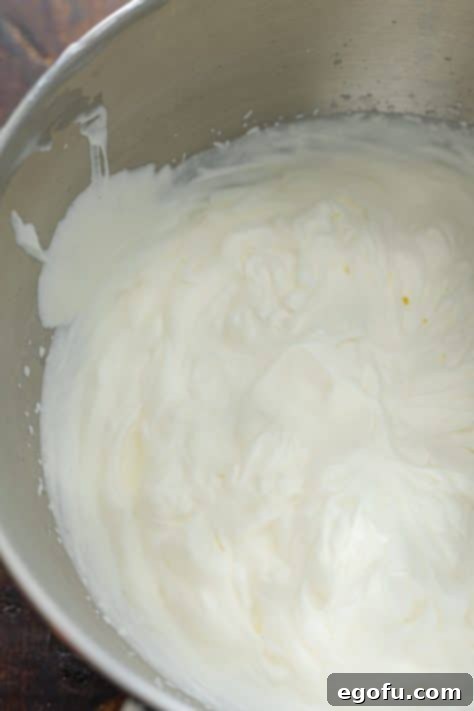 Powdered sugar and coconut extract being whipped into heavy cream to create a fluffy topping.