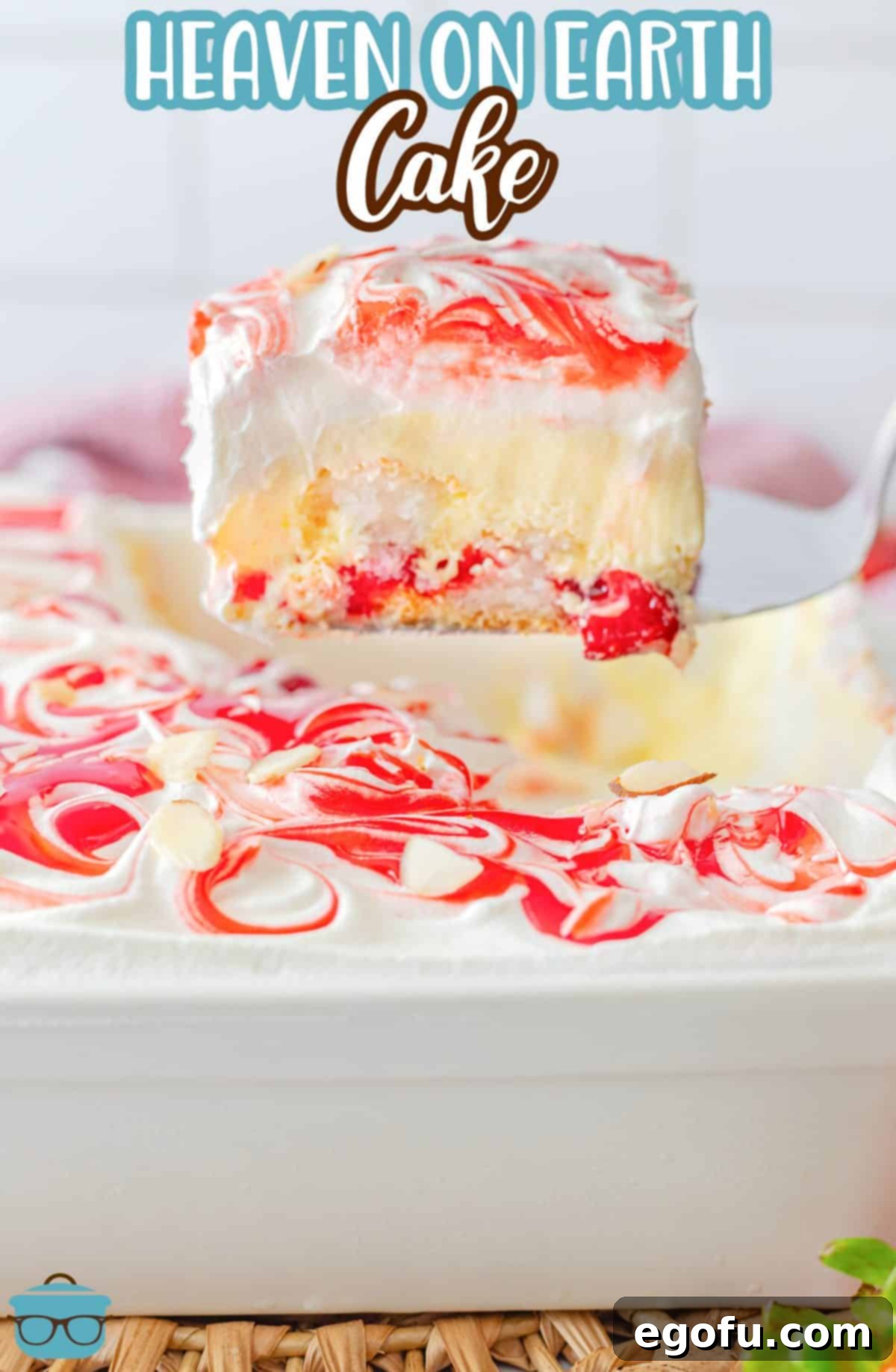 Cloud Nine Indulgence 4 A slice of Heaven on Earth Cake with a slice above it.