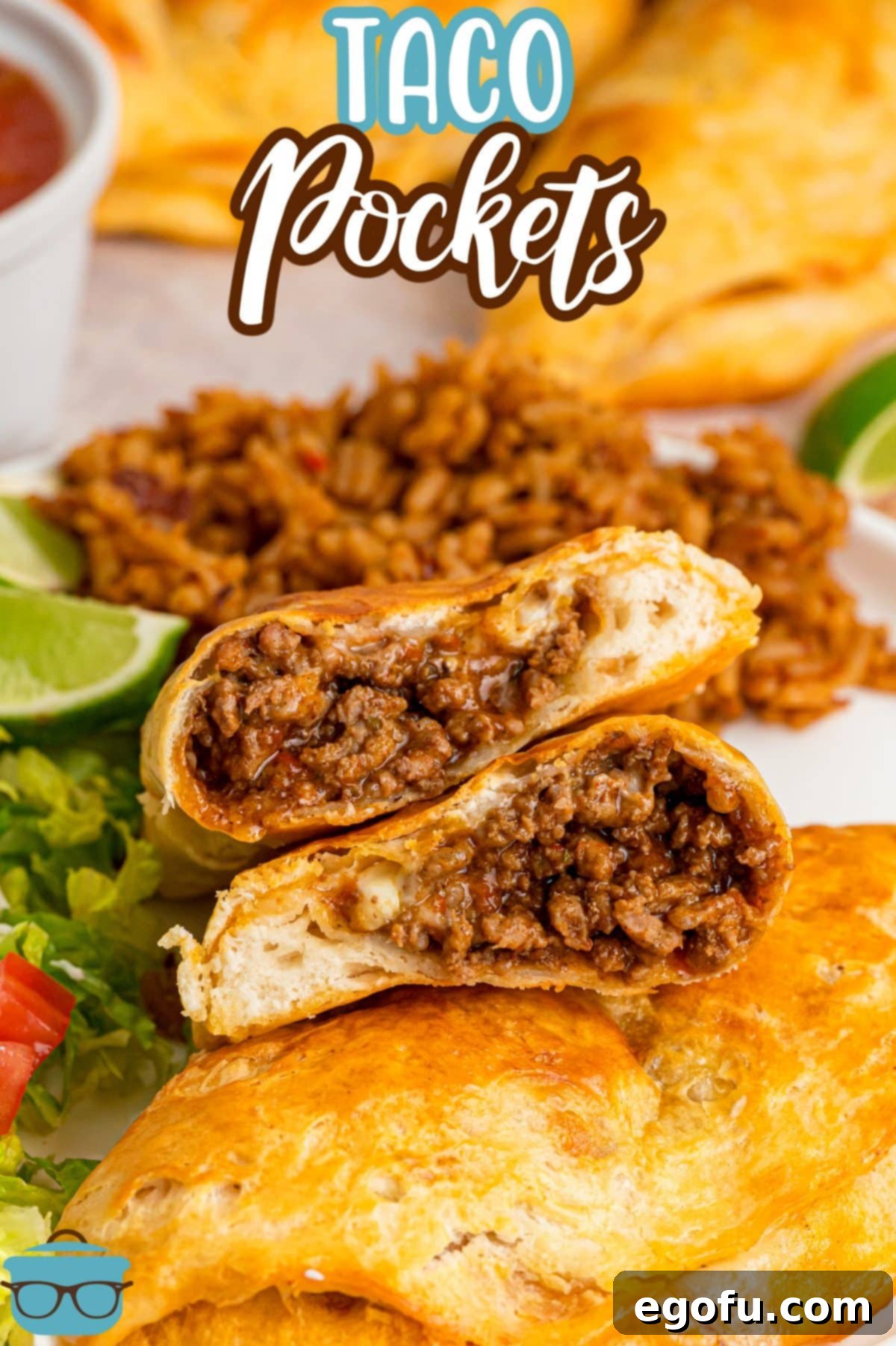 A small stack of golden-brown, baked Taco Pockets.