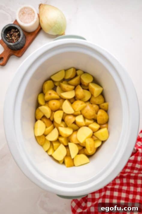 Bayou Slow Cooker Potatoes 16 Quartered potatoes in a Slow Cooker.