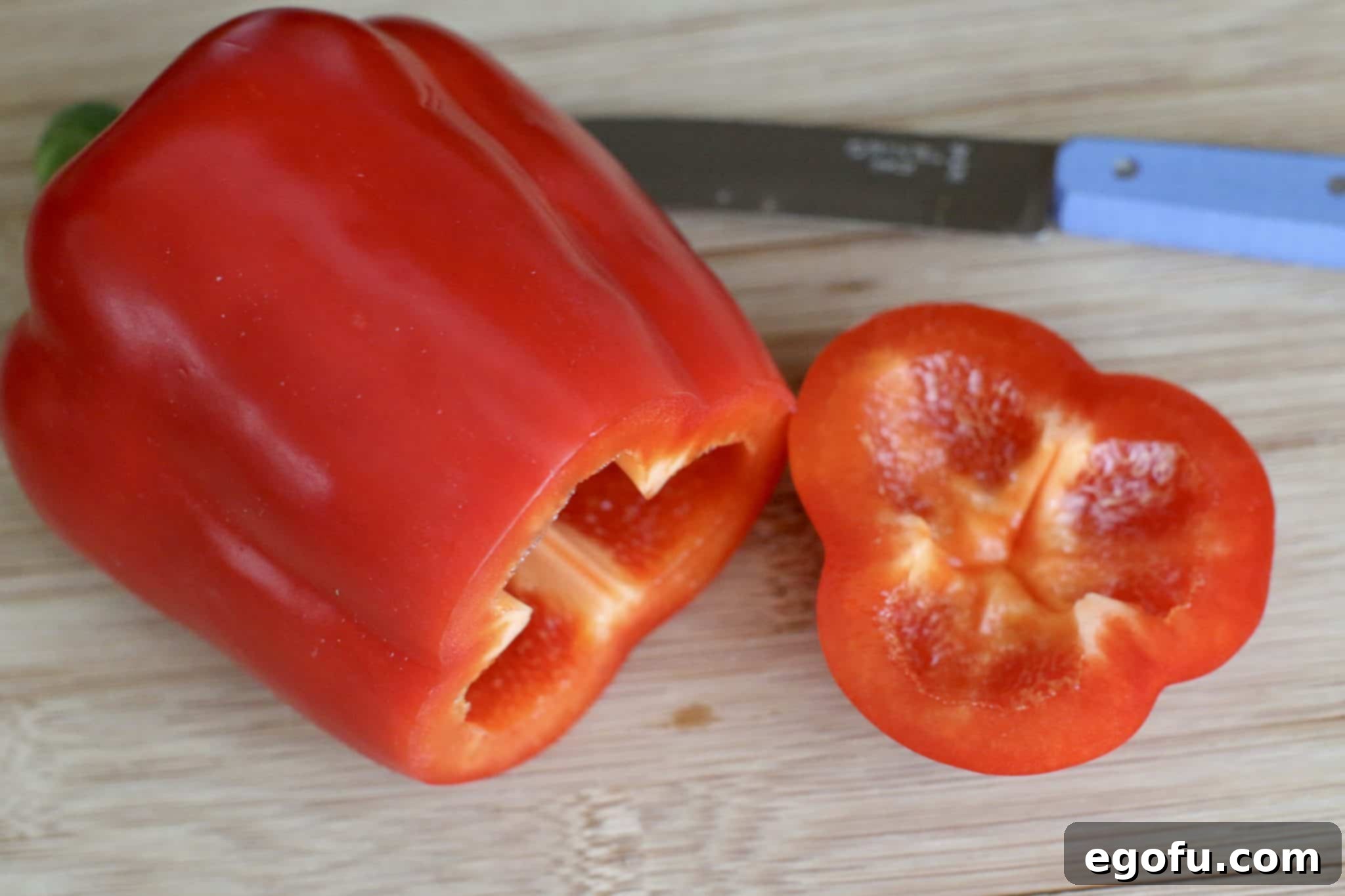 the end of a red pepper sliced off.