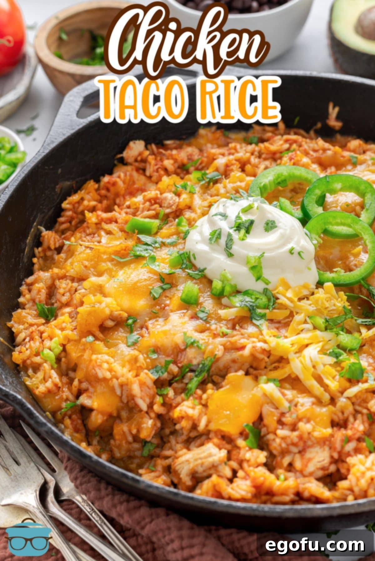 A pan of Chicken Taco Rice.