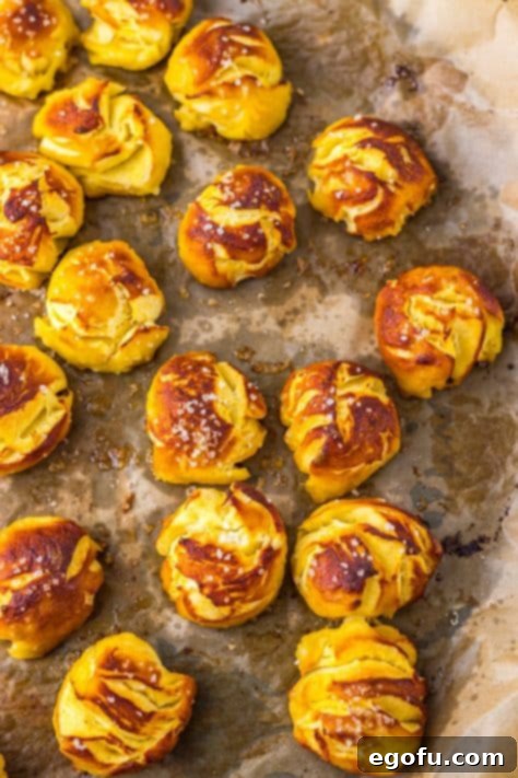 Golden brown biscuit bites.