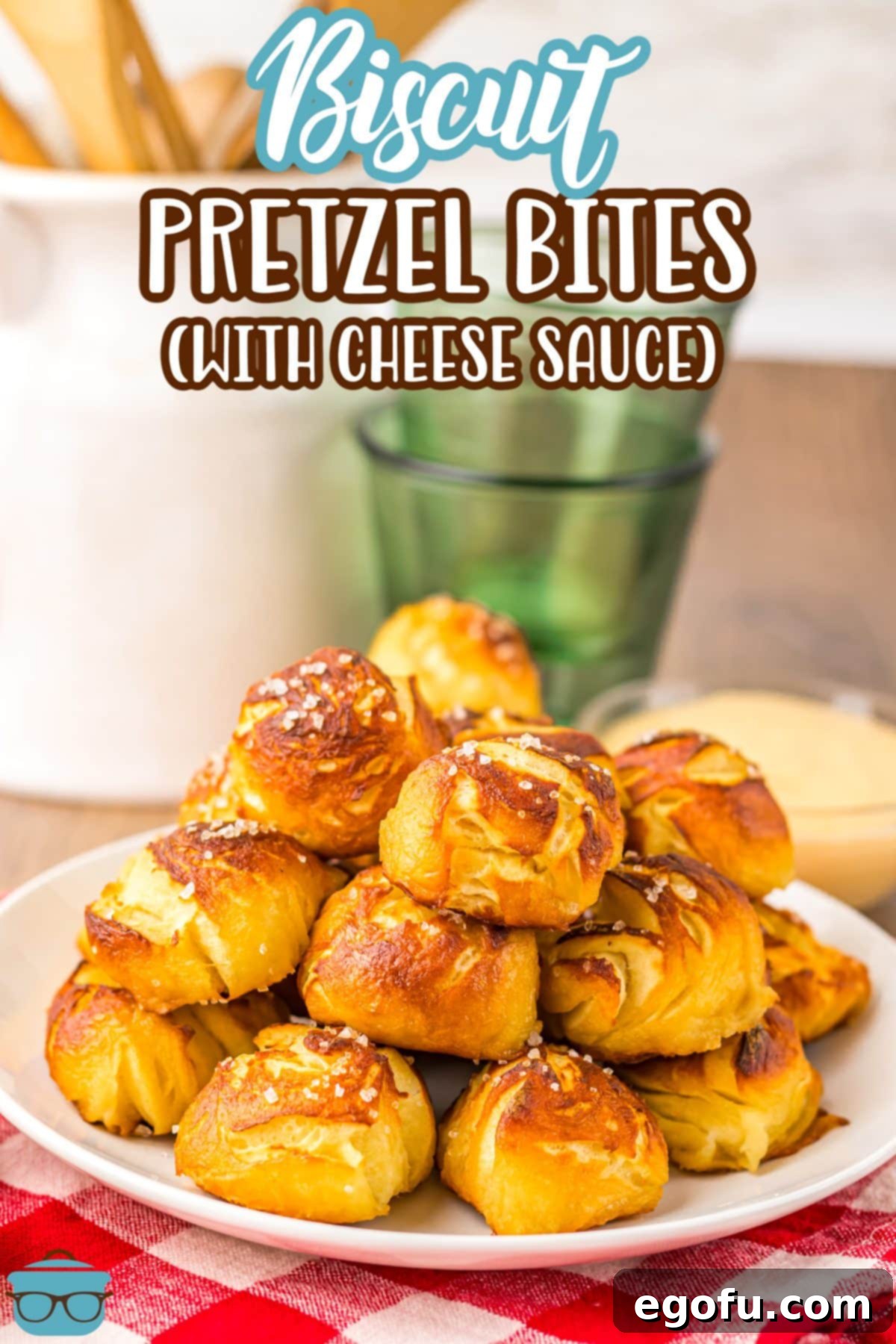 A small stack of Biscuit Pretzel Bites on a plate.