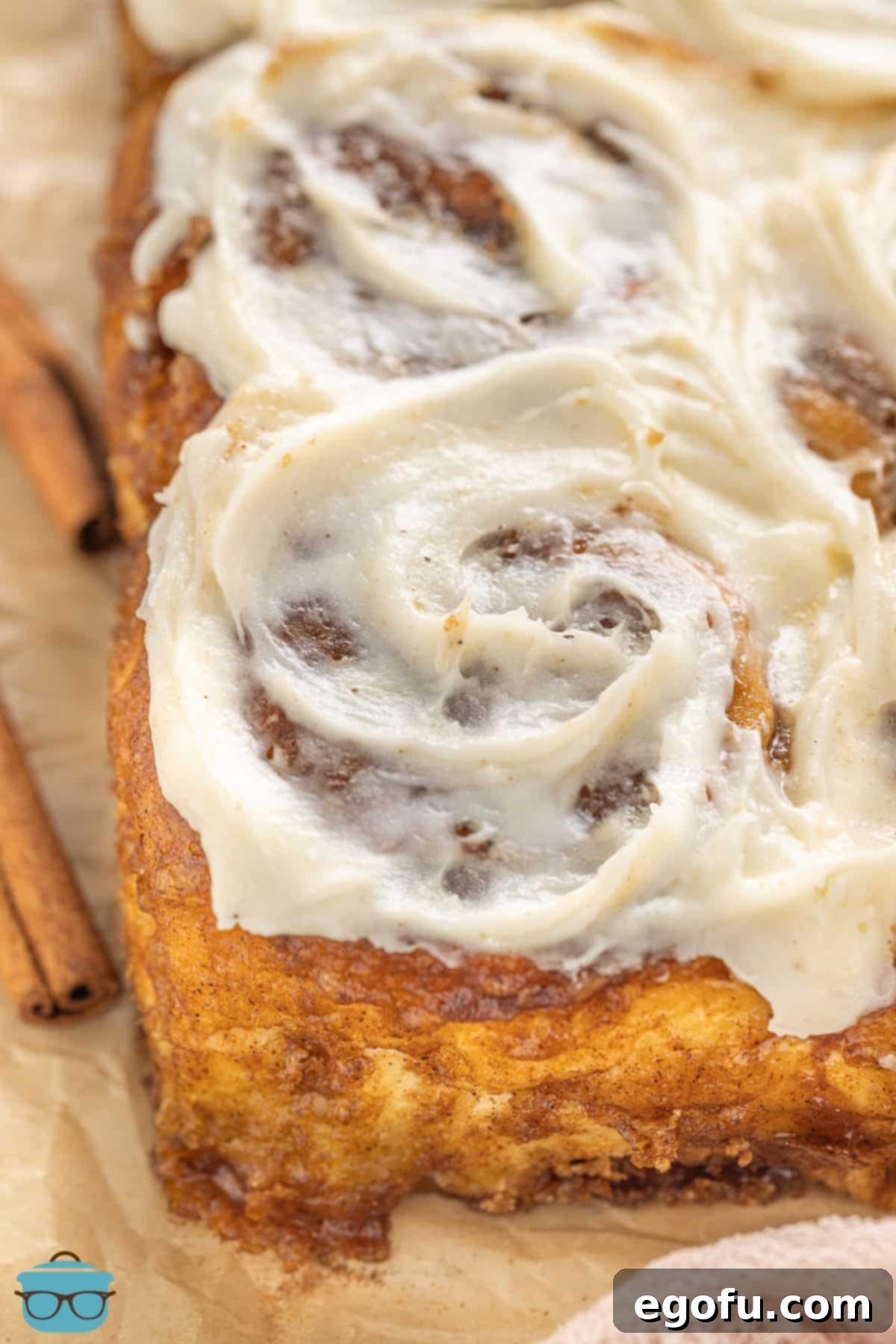 Irresistible King's Hawaiian Cinnamon Buns 8 Closely looking at a Hawaiian Cinnamon Roll close up.