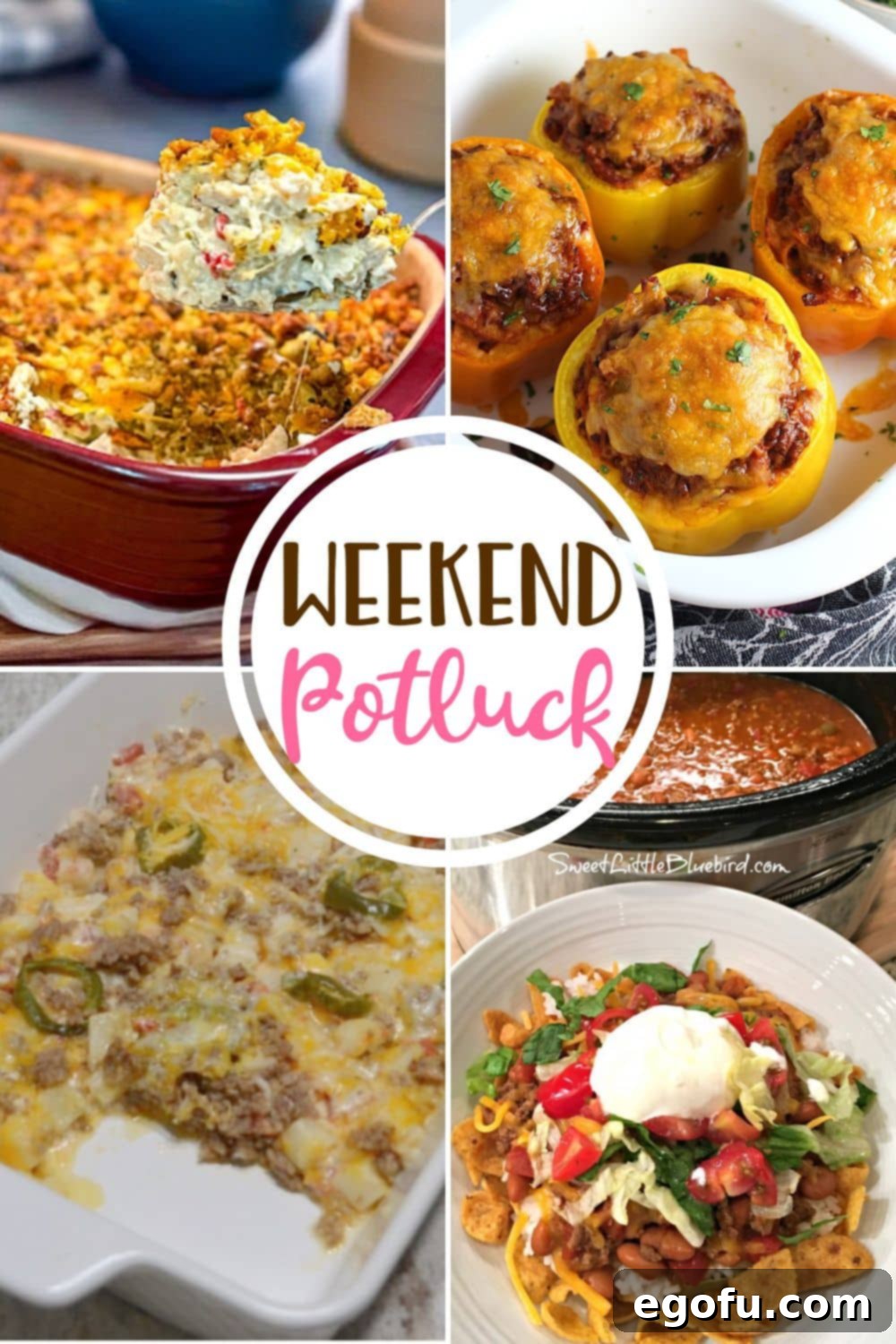 Weekend Potluck Winner: Terrific Chicken Dish 2 Weekend Potluck featured recipes include: Chicken Terrific, Tex Mex Stuffed Peppers, Firecracker Potato Casserole and Slow Cooker Smothered Frito Taco Bowls! Find your next favorite recipe here.