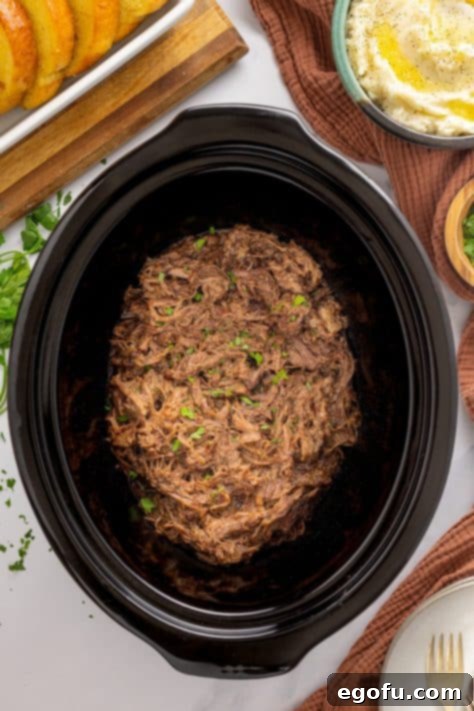 Shredded Beef Manhattan in a Slow Cooker.