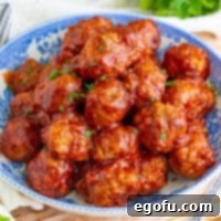 Close up looking at a bowl of Gobbler Meatballs for Thanksgiving.