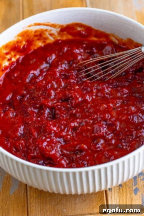 Cranberry sauce mixture in a bowl.
