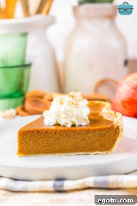A delicious slice of Apple Butter Pie adorned with whipped cream, served on a dessert plate.