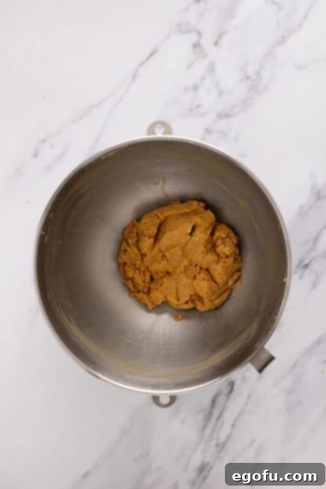 Pumpkin truffle filling in a bowl.
