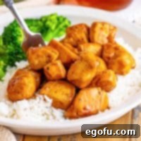 Effortless Teriyaki Glazed Chicken 8 Close up looking at Teriyaki Chicken on a bed of white rice.