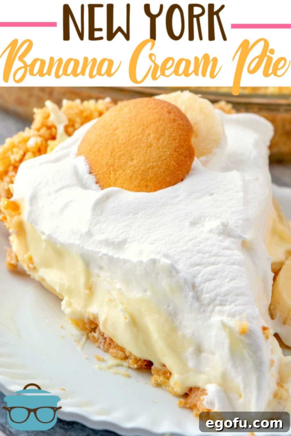 A New York style Banana Cream Pie with a Nilla Wafer crust recipe from The Country Cook, showcasing its beautiful layers.