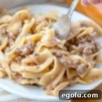 Easy Amish Country Casserole with ground beef and egg noodles