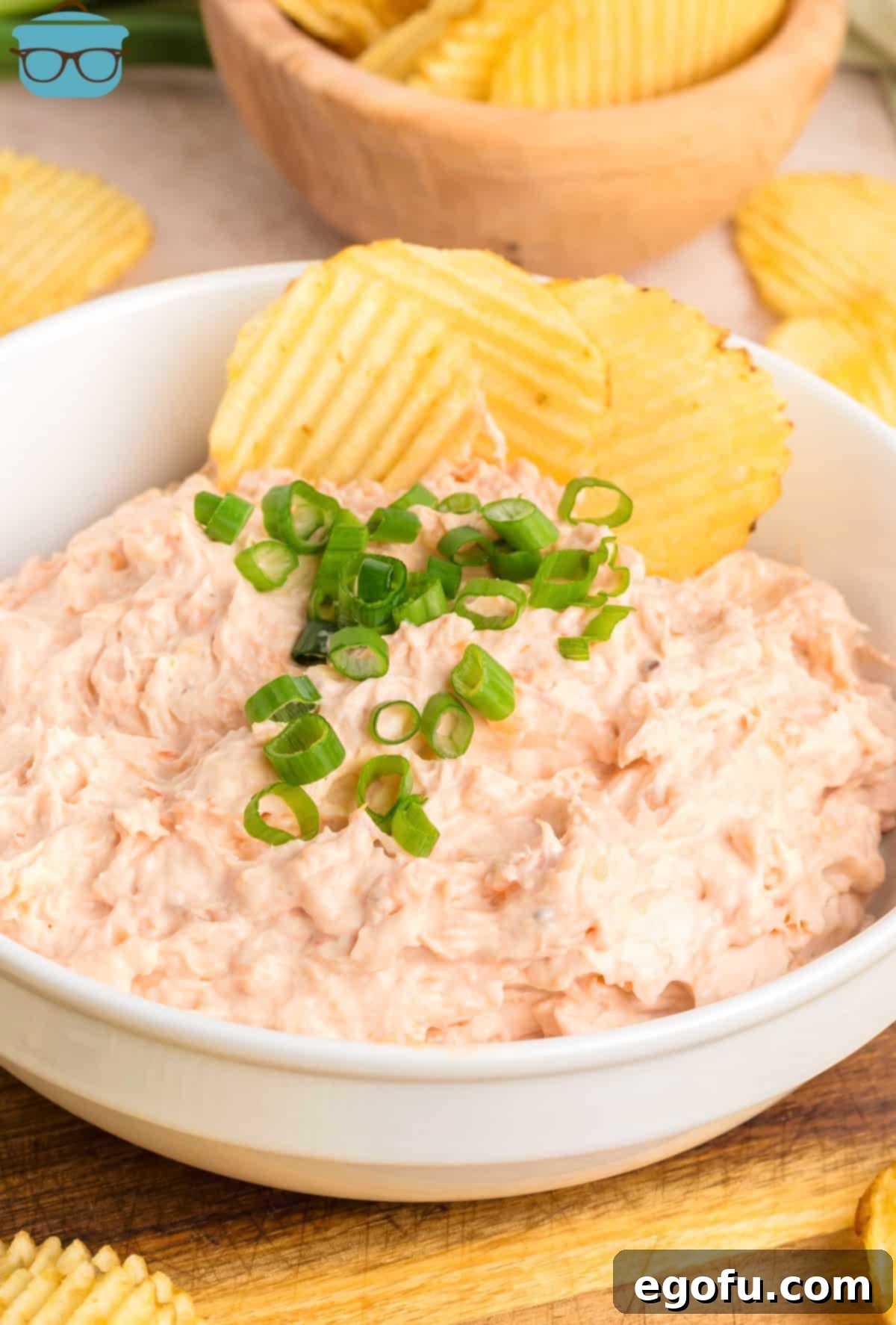 A small serving of creamy Shrimp Dip in a bowl, ready to be enjoyed as a classic appetizer.