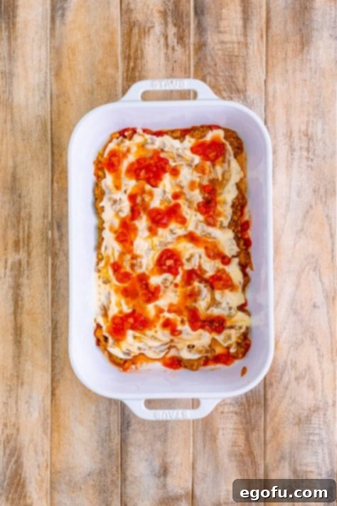 salsa added on top of alfredo sauce layer.