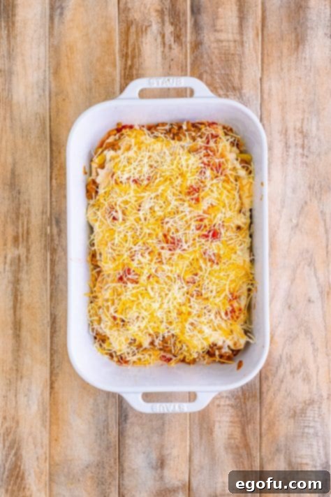 all layers added to mexican lasagna.