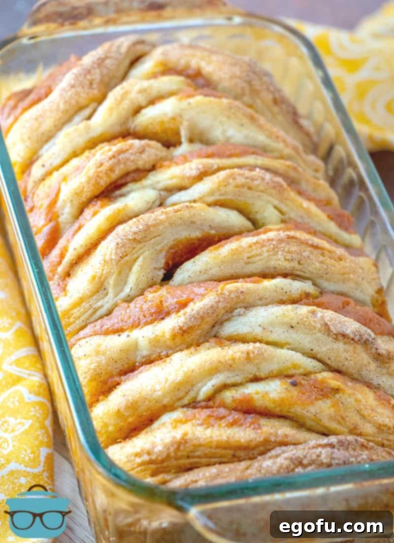 Fully baked Pumpkin Pull-Apart Bread, golden brown and ready for glaze