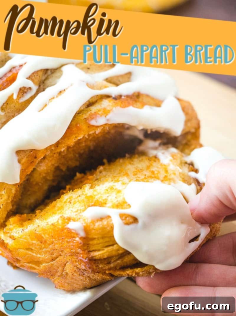 Pumpkin Pull-Apart Bread recipe from The Country Cook - layers of pumpkin and biscuit with glaze