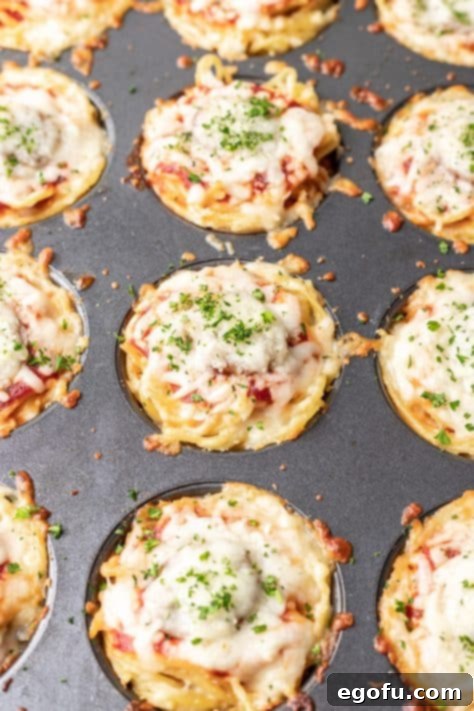 Spaghetti Cupcakes in a muffin tin.