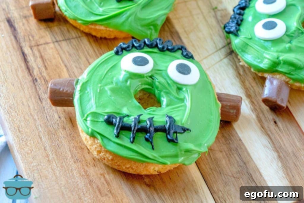 Cute Frankenstein Doughnuts for kids, perfect for a fun and easy Halloween treat