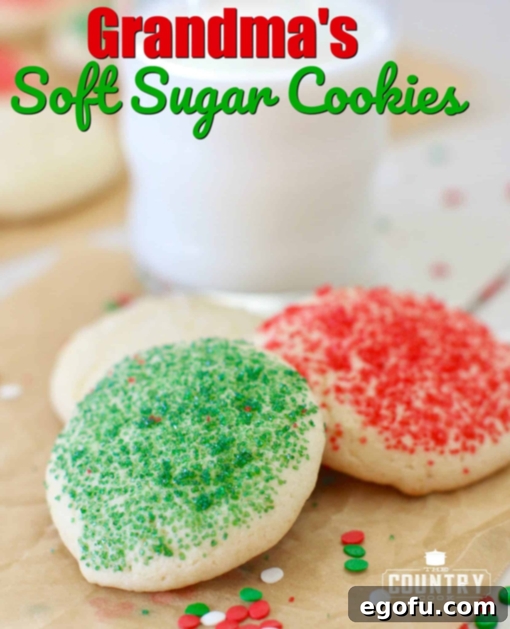 Close-up of Grandma's Soft Sugar Cookie recipe from The Country Cook, highlighting its perfect texture.