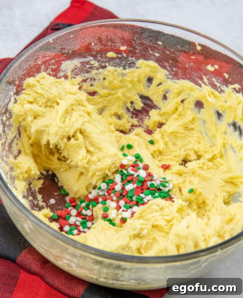 Cake mix batter with festive sprinkles mixed in.