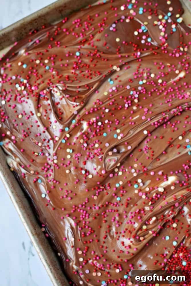 sprinkles on top of chocolate layer. 