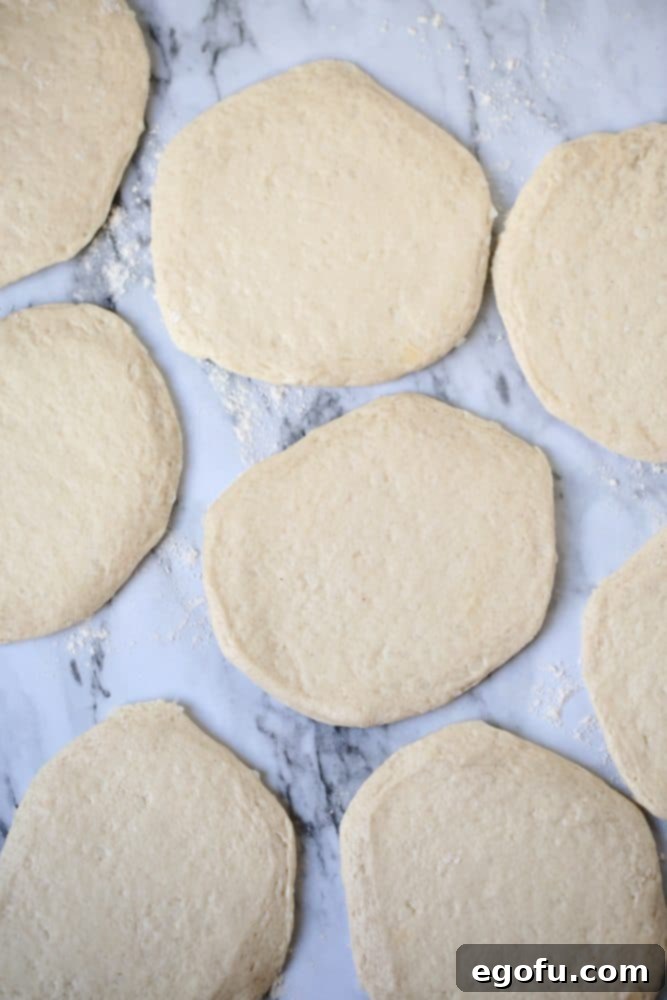 Heavenly Blueberry Tear & Share 5 rolled out and flattened refrigerated biscuits.