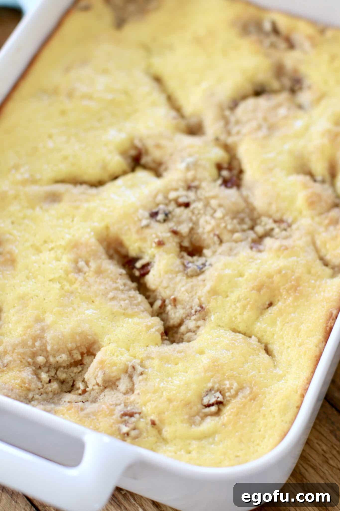 Sunshine Pineapple Crumb Cake 9 Pineapple crumb cake freshly baked in a 9x13 baking pan