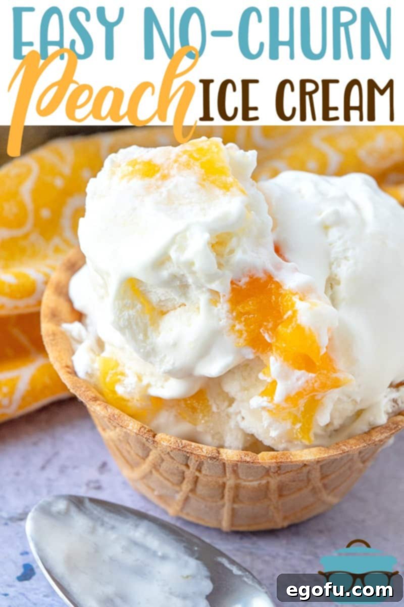 Easy No-Churn Peach Ice Cream recipe from The Country Cook