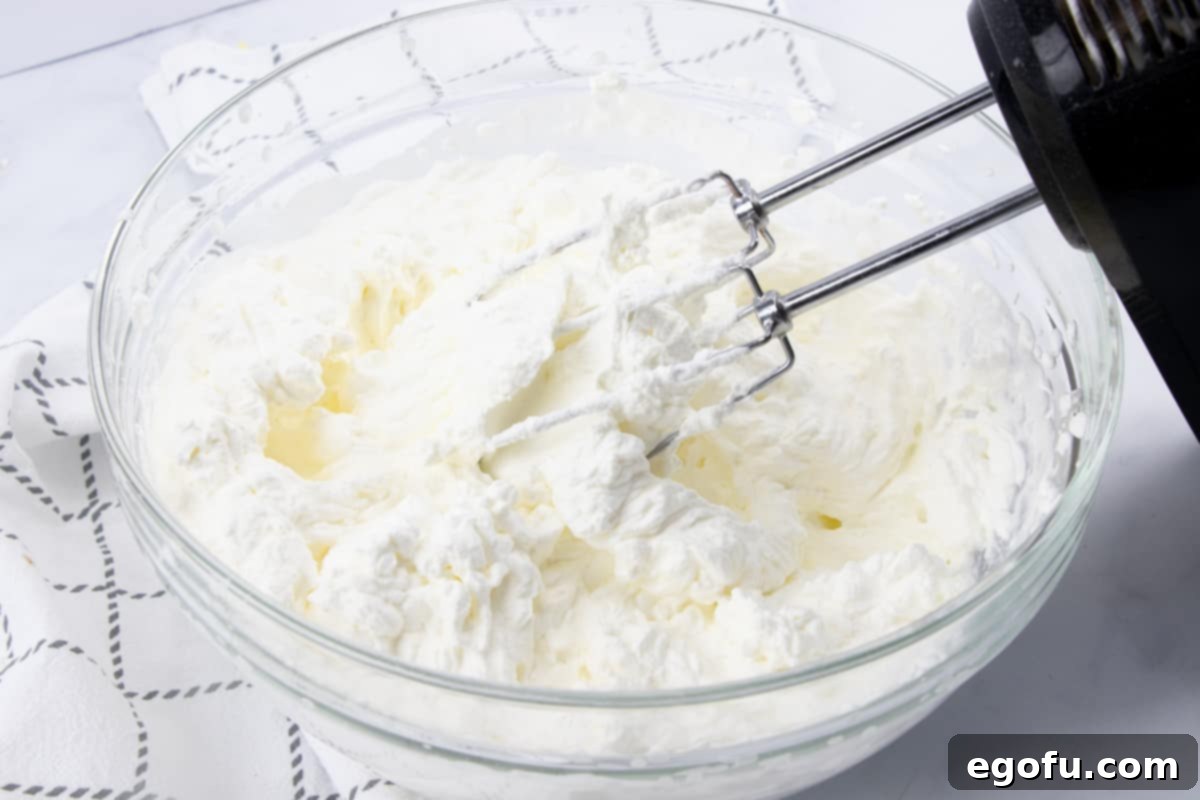 heavy cream beaten with an electric mixer