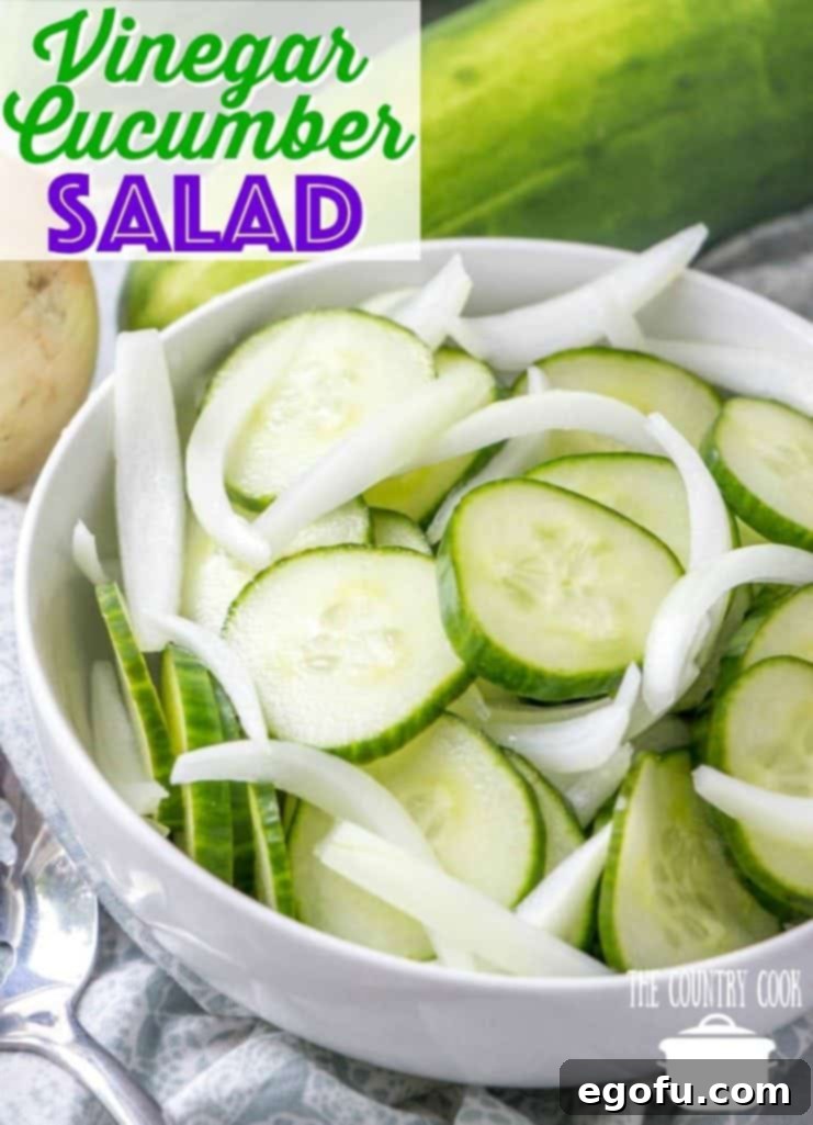 Mom's classic Vinegar and Onion Cucumber Salad recipe, a refreshing and healthy summer side.