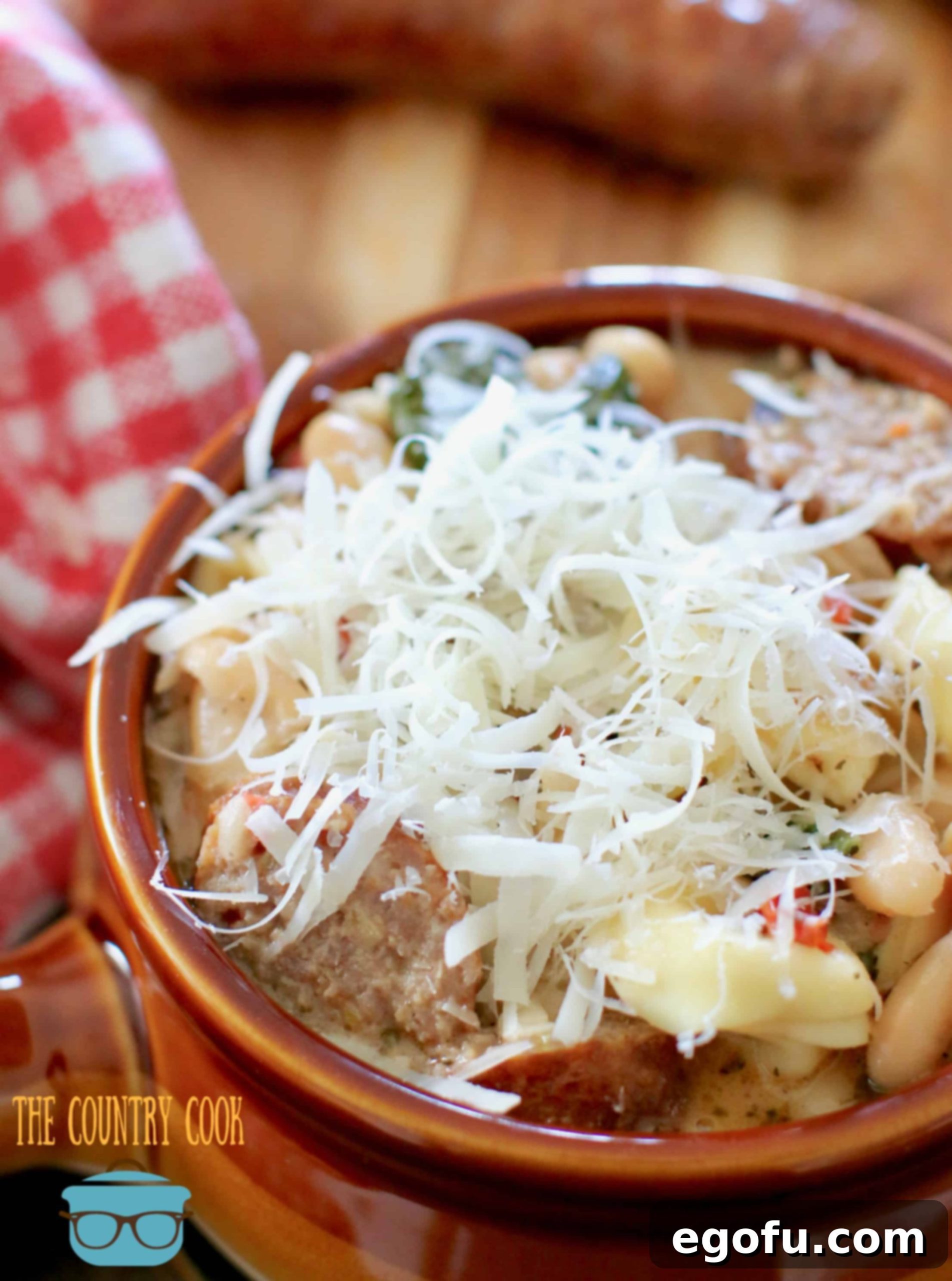 shredded Parmesan cheese on Italian Tuscan Soup.