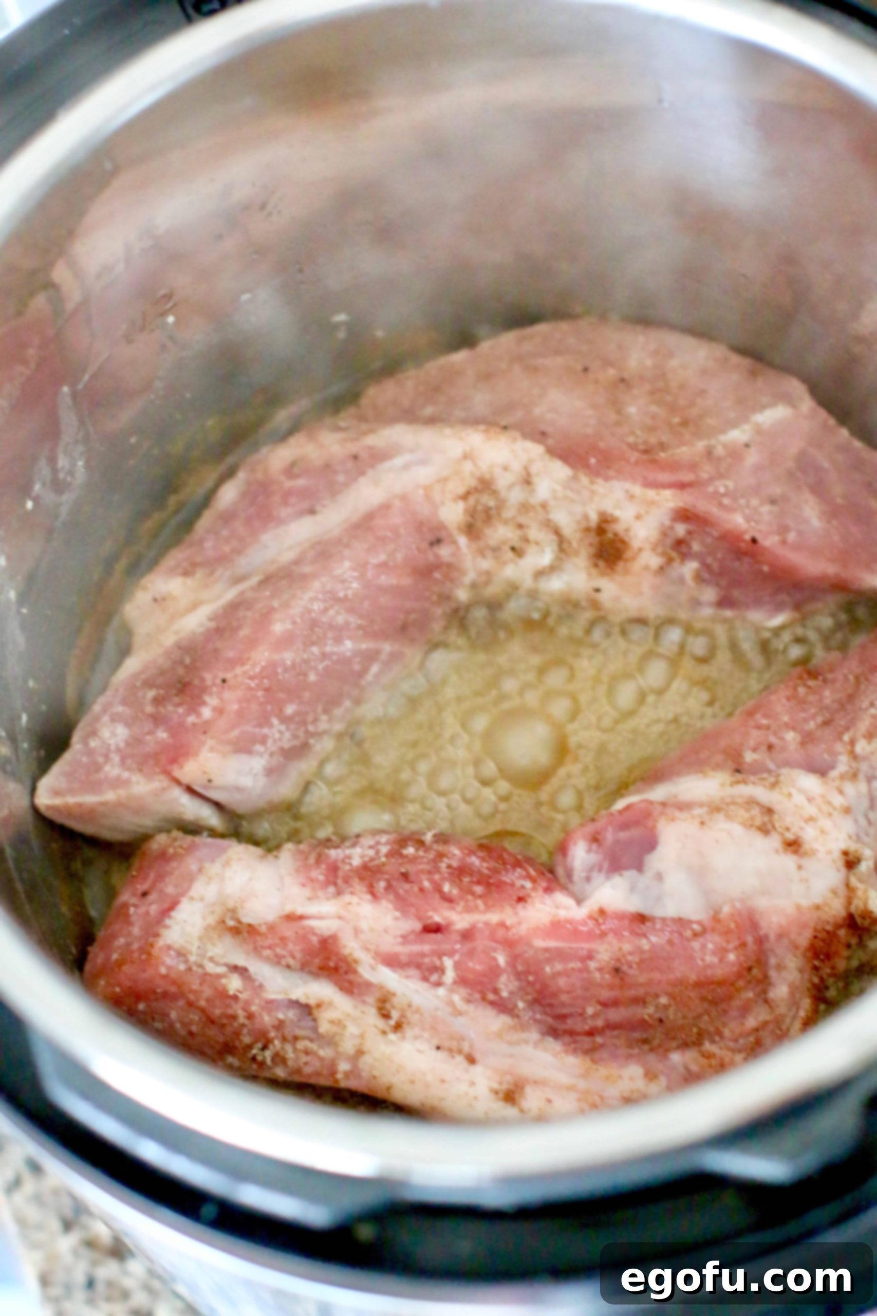 Instant Pot Tender Korean BBQ Country Ribs 6 saute setting, Instant Pot, browning meat.