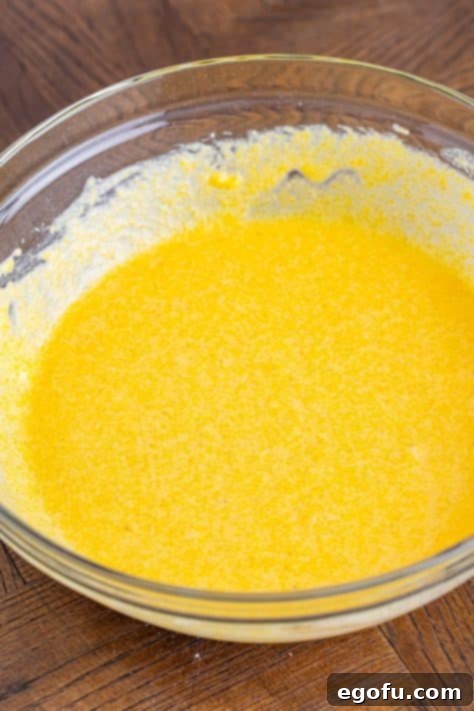 Sweet Cornbread batter in a bowl.