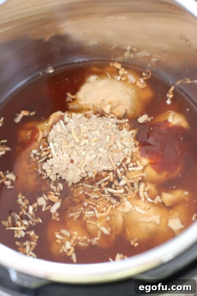 gravy ingredients, beef broth, onion packet, cream of mushroom, steak sauce