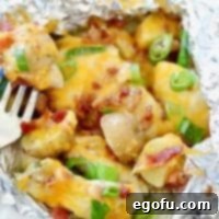 Chicken Potato Packets with Cheese, Bacon and green onions