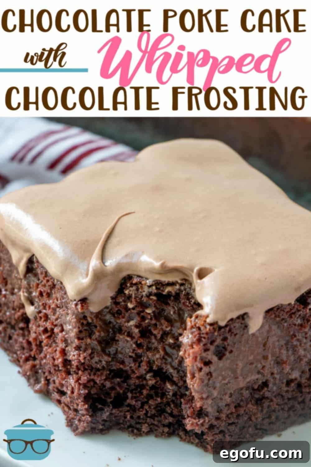 close up photo of a slice of chocolate cake with a bite removed. 